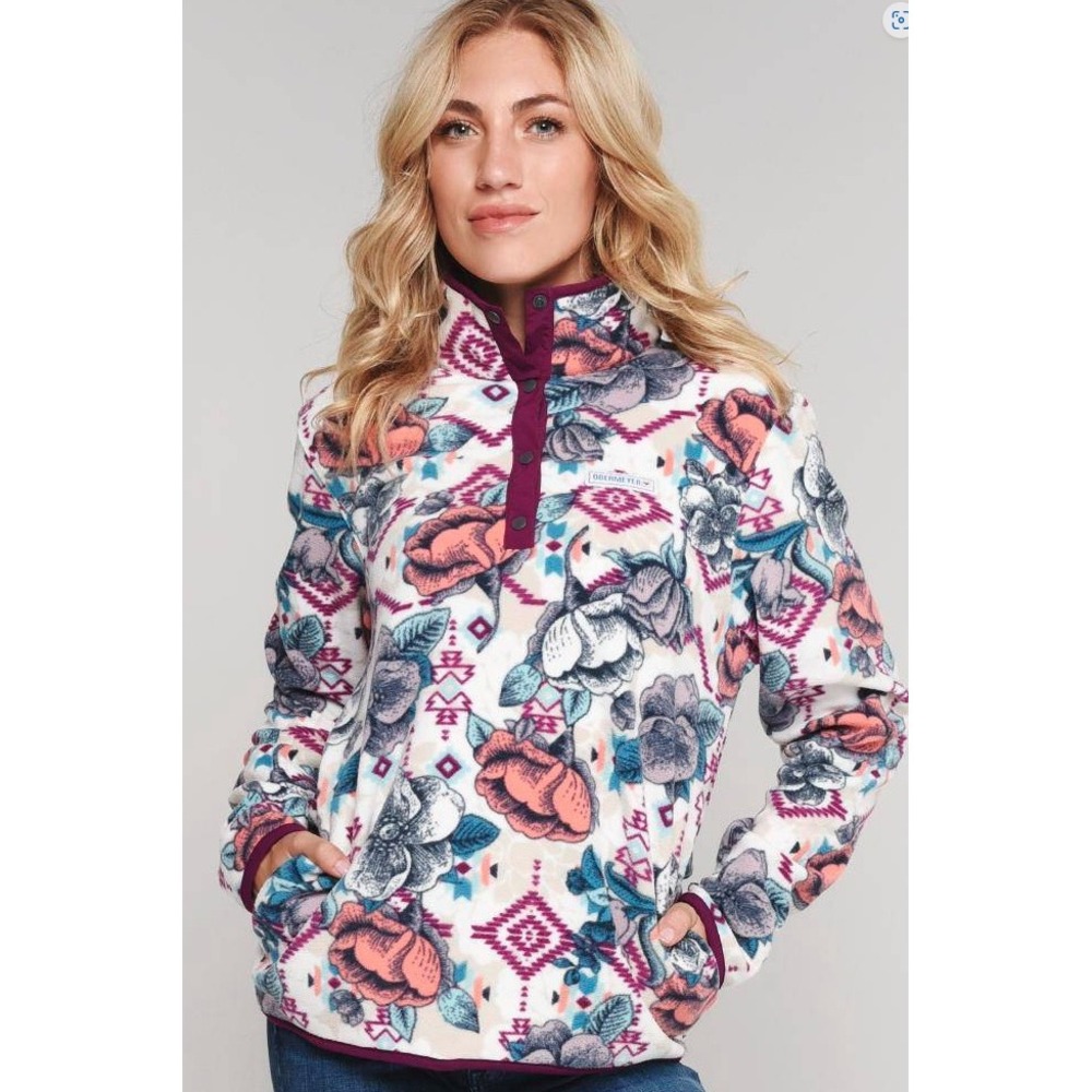 Obermeyer Women's Boulder Fleece pullover jacket Ski‎ Aztec Floral Cozy Large